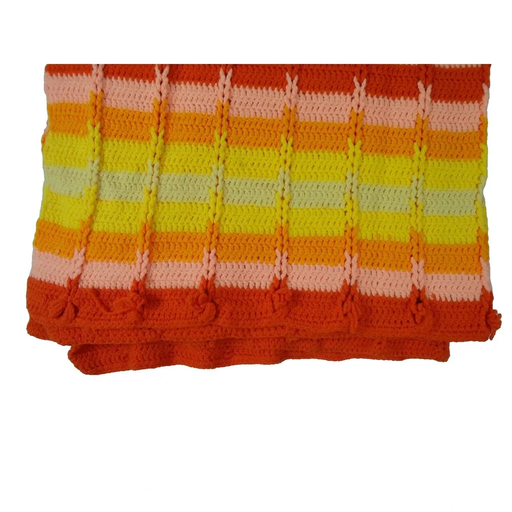 Crochet Knitted Throw Blanket Handmade Granny Multicolour Boho  58 X 46